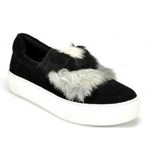 $150 J/Slides NY Alexi Suede Faux Fur Fashion Platform Sneaker Shoes